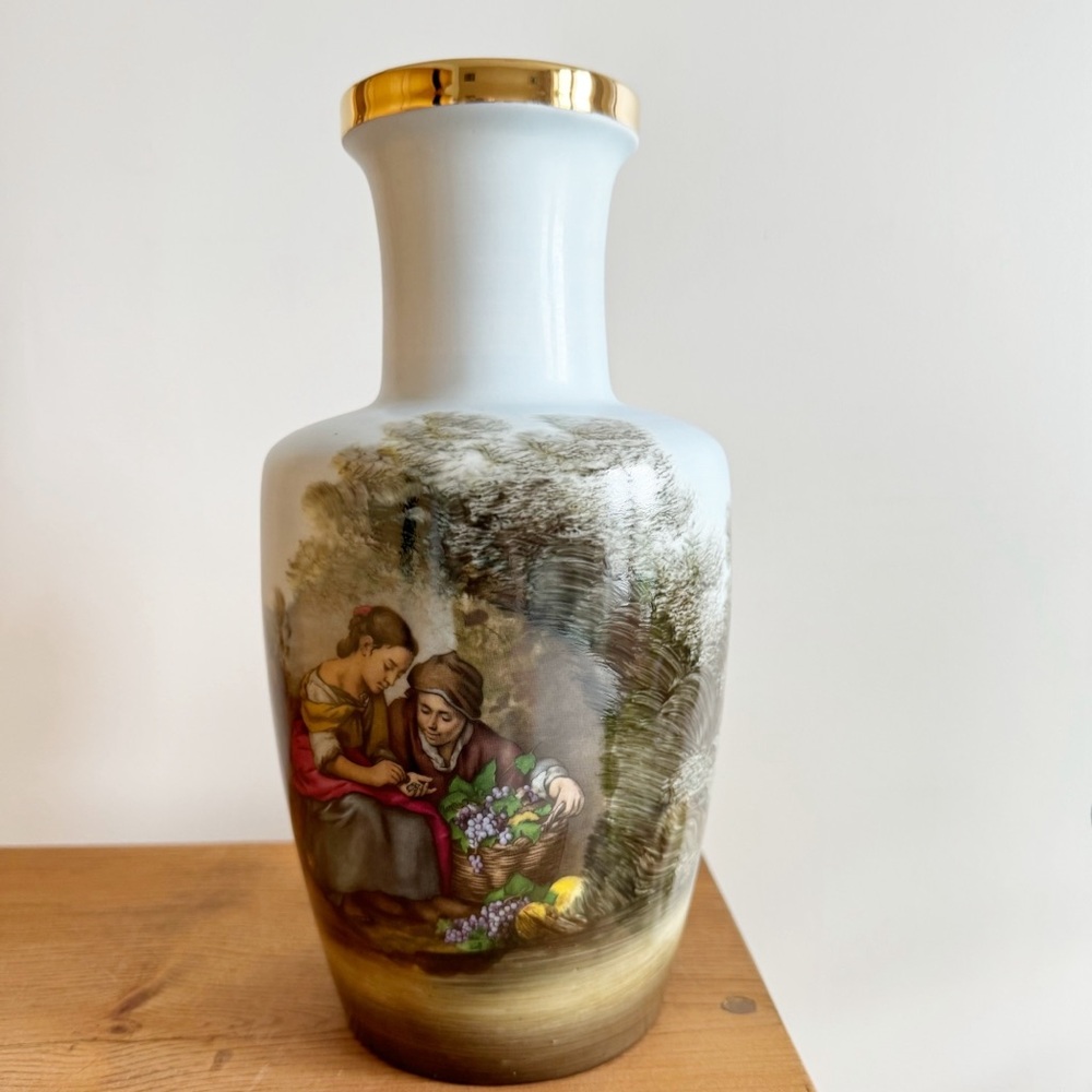 Vintage Janbo Made in Spain Ceramic Vase The Little Fruit Seller Artwork Murillo